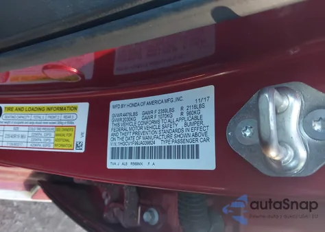 2018 Honda Accord Touring from USA, damaged, VIN 1HGCV1F99JA039824